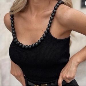 Zara Black Beaded Strap Camisole
